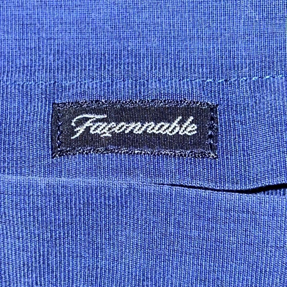 FaconnableNavy 🛳️cottonShirt 👕 3/4 sleeve DeepMediterraneanBlue. Chic Polished - Picture 16 of 17